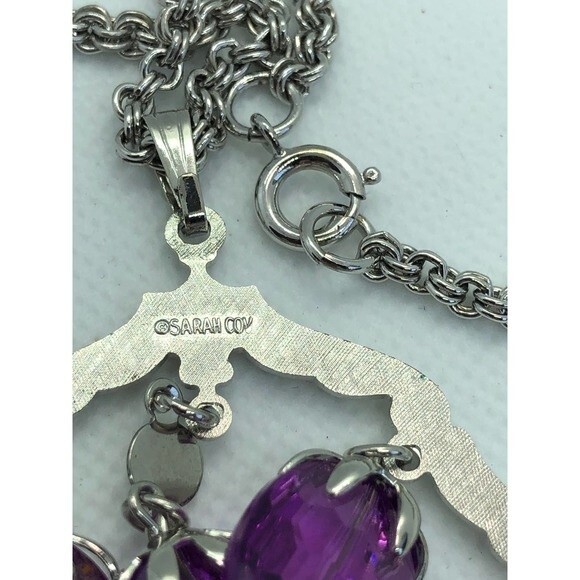 Sarah Coventry Purple Silver Necklace - Picture 3 of 3